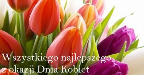 zyczenia kolorowe tulipany z okazji Dnia Kobiet