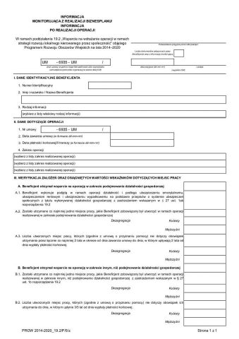 informacja monitorująca z realizacji biznesplanu informacja po realizacji operacji